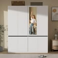 thumbnail image 7 of 4-door wardrobe with mirror, bedroom wooden wardrobe with hanging rod, independent bedroom wardrobe, suitable for bedrooms and guest rooms, white, 7 of 7