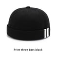 thumbnail image 4 of tredstone Fashion Skullcap 3 Stripes Print Sailor Hats Bucket Docker Caps Brimless Adjustable Solid Color Hat for Daily Wear Black 1Set, 4 of 6