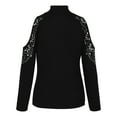 thumbnail image 5 of IROINNID Womens Long Sleeve Tops Solid Color Turtleneck Rhinestone Shirt Tops,Black, 5 of 7