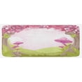 thumbnail image 1 of Mushroom Kitchen Mat, Cherry Blossom Trees Land Forest Surreal Fantasy Wonderland Image, Plush Decorative Kitchen Mat with Non Slip Backing, 47" X 19", Green Pink Brown, by Ambesonne, 1 of 1