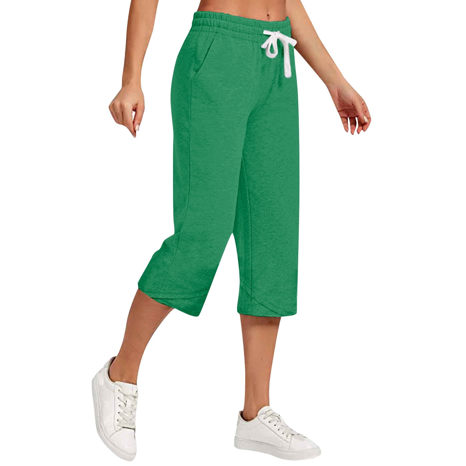 Ashirexll Capri Pants for Women, Summer Pants, Drawstring Large