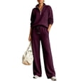 thumbnail image 3 of Basysin Women Half Zip Pullover Sweatshirt Wide Leg Pants Two Piece Outfit Set Loose Comfort Tracksuit Soft Loungewear Sweatsuit, 3 of 6