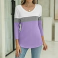 thumbnail image 5 of Endives Women's Long Sleeve T-shirt V Neck Tops Color Block/Solid Shirts Basic Summer Tees Womens Long Sleeve Tops, 5 of 7