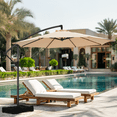 thumbnail image 3 of Patbrela 10ft Cantilever Patio Umbrella, 360-Degree Rotation Hanging Offset Market Outdoor Umbrella, Tilt Adjustment, for Backyard, Deck, Poolside, Beige (Base not included), 3 of 10