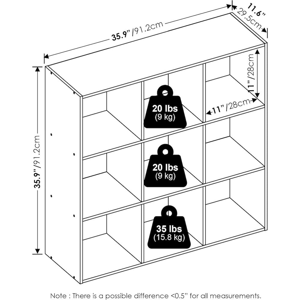 FurniFact White Engineered Wood 9 Cube Storage Organizer with Modern Storage Cubes