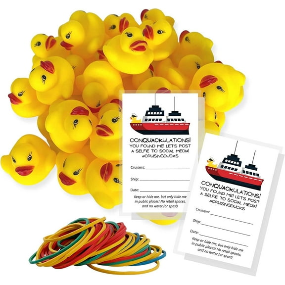 110 Pack Bulk Cruising Ducks Tag Kit with Rubber Ducks & Rubber Bands Mini Rubber Ducks-Cruising Duck Tags-Rubber Bands #CruisingDucks Oh What Luck!