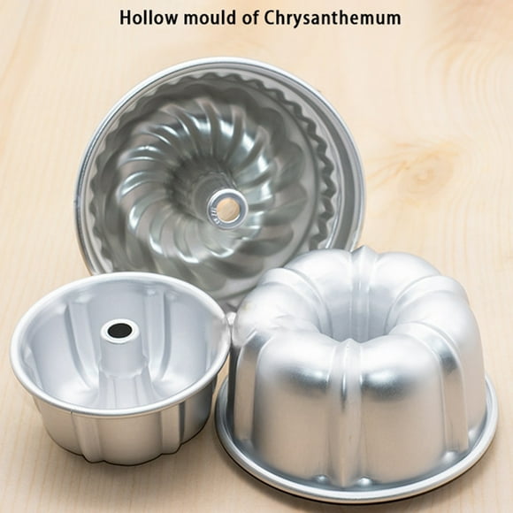 MYG Cake Pan Nonstick, 3.9 Inch Fluted Tube Cake Pans for baking, Heavy Duty Carbon Steel Tube Pan Baking Mold Kugelhopf Baking (Silver 1pcs)