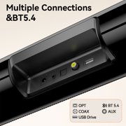 VEATOOL Sound Bar for TV,60W Soundbar Surround Sound Home Theater System,27 Inch TV Speaker with DSP Dynamic Sound,Work with 4K & HD TVs,COAX& Optical, AUX,Bluetooth,Wireless Streaming,Wall Mountable