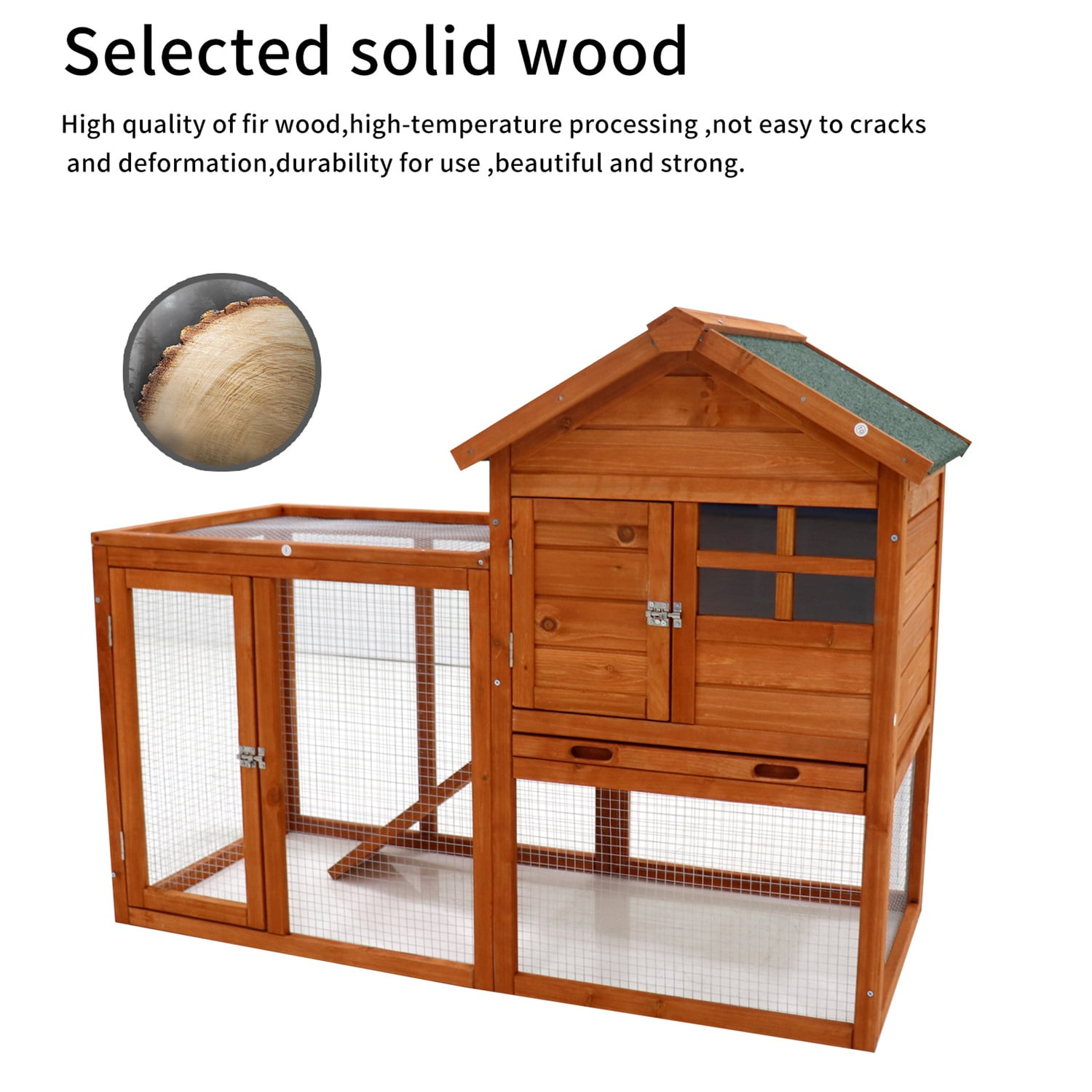 Pefilos 48" Outdoor Waterproof Rabbit Hutch, Wooden Guinea Pig Pet Cages in Natural Pefilos 48" Outdoor Waterproof Rabbit Hutch, Wooden Guinea Pig Pet Cages in Natural