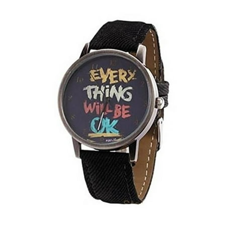 - Be Happy Everything Will Be OK Black Band Copper Antique Case Cool Watch:333