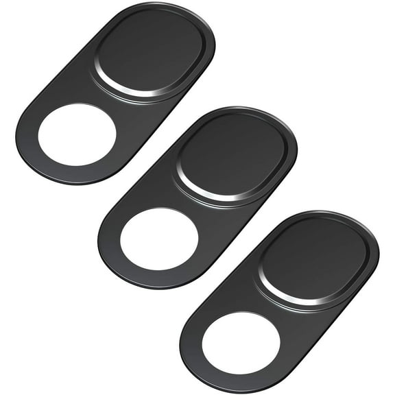 Laptop Camera Cover Slide, 0.027 Inch Ultra-Thin Metal Camera Privacy Covers, Webcam Cover Camera Cover Slide for iPhone, iPad, Mac, MacBook, Laptop, PC, Protect Your Privacy Security (Black-3 Pack)