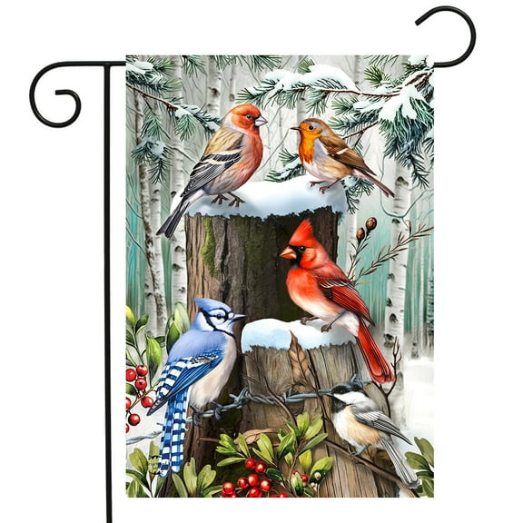 Briarwood Lane Winter Woodland Birds Garden Flag