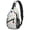 Dog Paw Print White Pattern, variant on Dachshund and Bone Orange Pattern Sling Backpack, Unisex Cycling Crossbody Bag with Side Mesh Pockets, Earphone Hole Port Gift Ideas for Hiking Cycling Walking