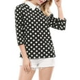 thumbnail image 6 of INSPIRE CHIC Women's Contrast Peter Pan Collar Top 3/4 Sleeves Blouse Shirts L Black, 6 of 9