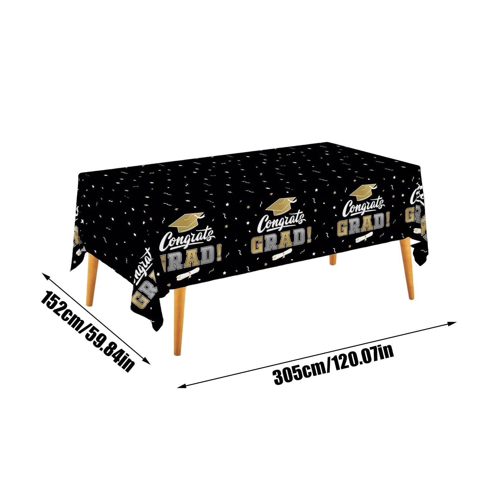 2026 Graduation Decorations, 10 FT Graduation Table Cover Class of 2026 with Repeating "Congrats Grad!" Text, Cap & Certificate Design, Graduation Decoration, Waterproof Supplies for Party Decor