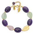 thumbnail image 4 of Diamond2Deal 925 Sterling Silver Gold-Plated Amethyst/Fluorite/Jade 1in ext. Bracelet for Women 9", 4 of 7