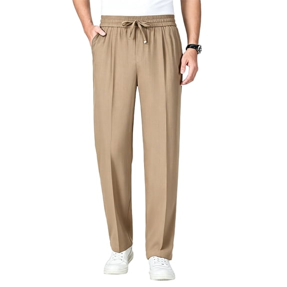 Mens Pull on Stretch Pants for Seniors Drawstring Pants Loose Casual Pants, 3XL
