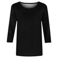thumbnail image 5 of pimelu Tee Tops for Women Womens Tops Loose Lightweight Ladies Casual Crewneck T-shirts Trendy Solid 3/4 Sleeve Cute Tops for Women, 5 of 5