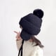 thumbnail image 3 of Gorro de punto con orejeras para bebé, de Color sólido Gorro con pompón, gorros gruesos y cálidos de felpa para protección de los oídos para niño y niña, Invierno, 3 of 4