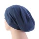 thumbnail image 4 of Gorro de algodón suave para dormir, doble capa, ideal para tratamientos y postparto, color azul marino, elástico y cómodo, lavable a mano., 4 of 6