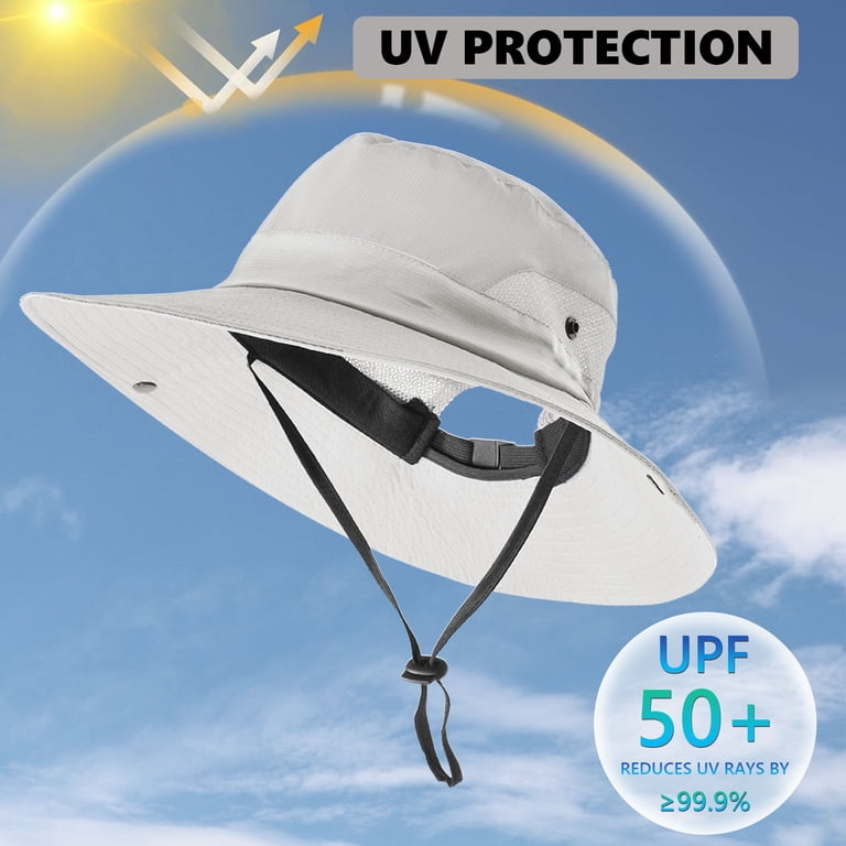 Ponytail Sun Bucket Hat, UV Protection Foldable Sun-Hat Mesh  display picture 3