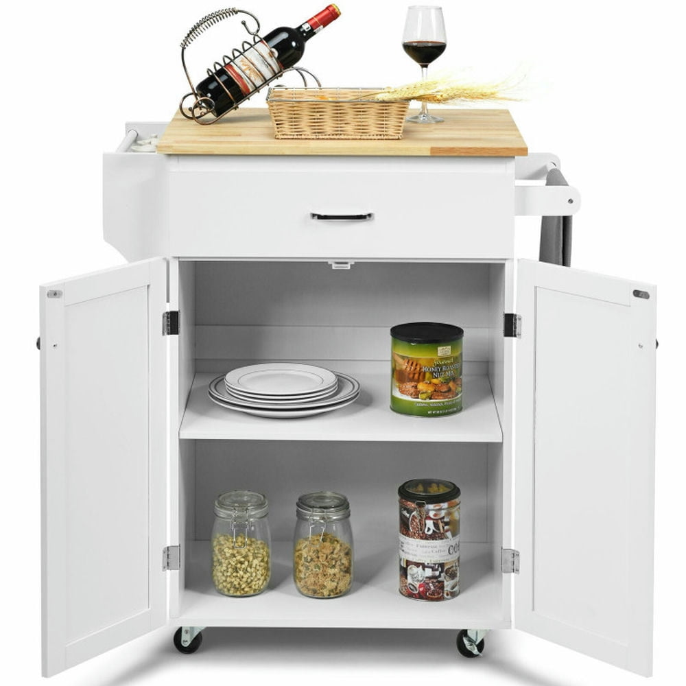Finihen Rolling Storage Cabinet Cart, Kitchen Island Cart, Utility Rolling Storage Cabinet Kitchen Island Cart with Spice Rack, for Kitchen, Dining Room, White Finihen Rolling Storage Cabinet Cart, Kitchen Island Cart, Utility Rolling Storage Cabinet Kitchen Island Cart with Spice Rack, for Kitchen, Dining Room, White