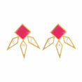 thumbnail image 1 of 18k Gold Plated Brass Combo Howlite and Dyed Natural Ruby Athena Earrings, 1 of 2