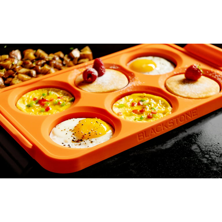 Blackstone Silicone 6 Section Egg Ring Egg Mold Tray in Orange