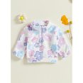 thumbnail image 3 of Kids Toddler Girl Fleece Jacket 6 12 18 24 Months 2T 3T 4T Lightweight Floral Print Winter Warm 1/2 Zipper Long Sleeve Pullover for Infant Fall Outwear, 3 of 9