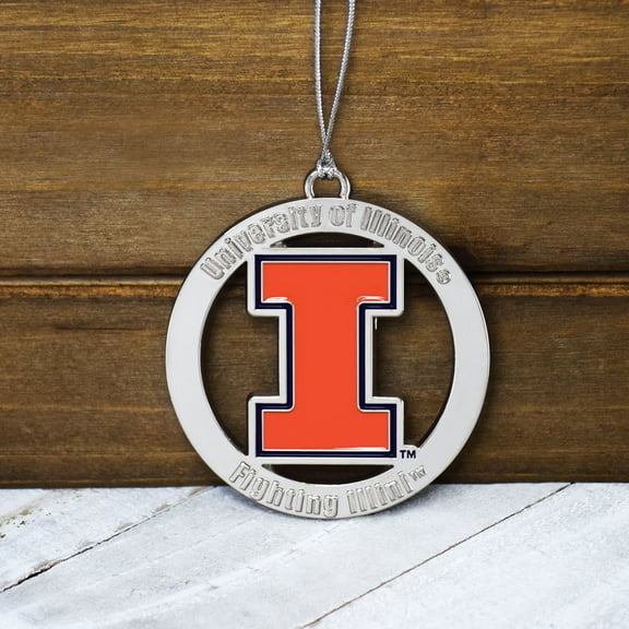Fan Frenzy Gifts Illinois Fighting Illini Officially Licensed Silver Ornament