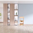 thumbnail image 3 of WHAMVOX 1Pc Khaki Solid Wood Storage Shelf with Wheels Practical Storage Cabinet for Home Use, 3 of 5