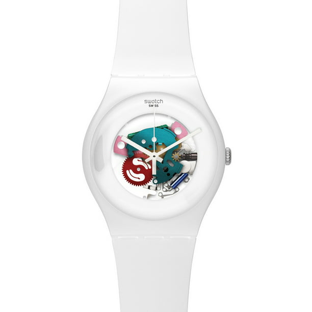 Swatch - Swatch SUOW100 Unisex White Lacquered Skeleton Dial Silicone ...