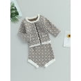 thumbnail image 3 of Bagilaanoe 2pcs Newborn Baby Girl Short Pants Set Long Sleeve Jacket Tops + Geometric Patterns Shorts 3M 6M 12M 18M 24M Infant Casual Summer Outfits, 3 of 7