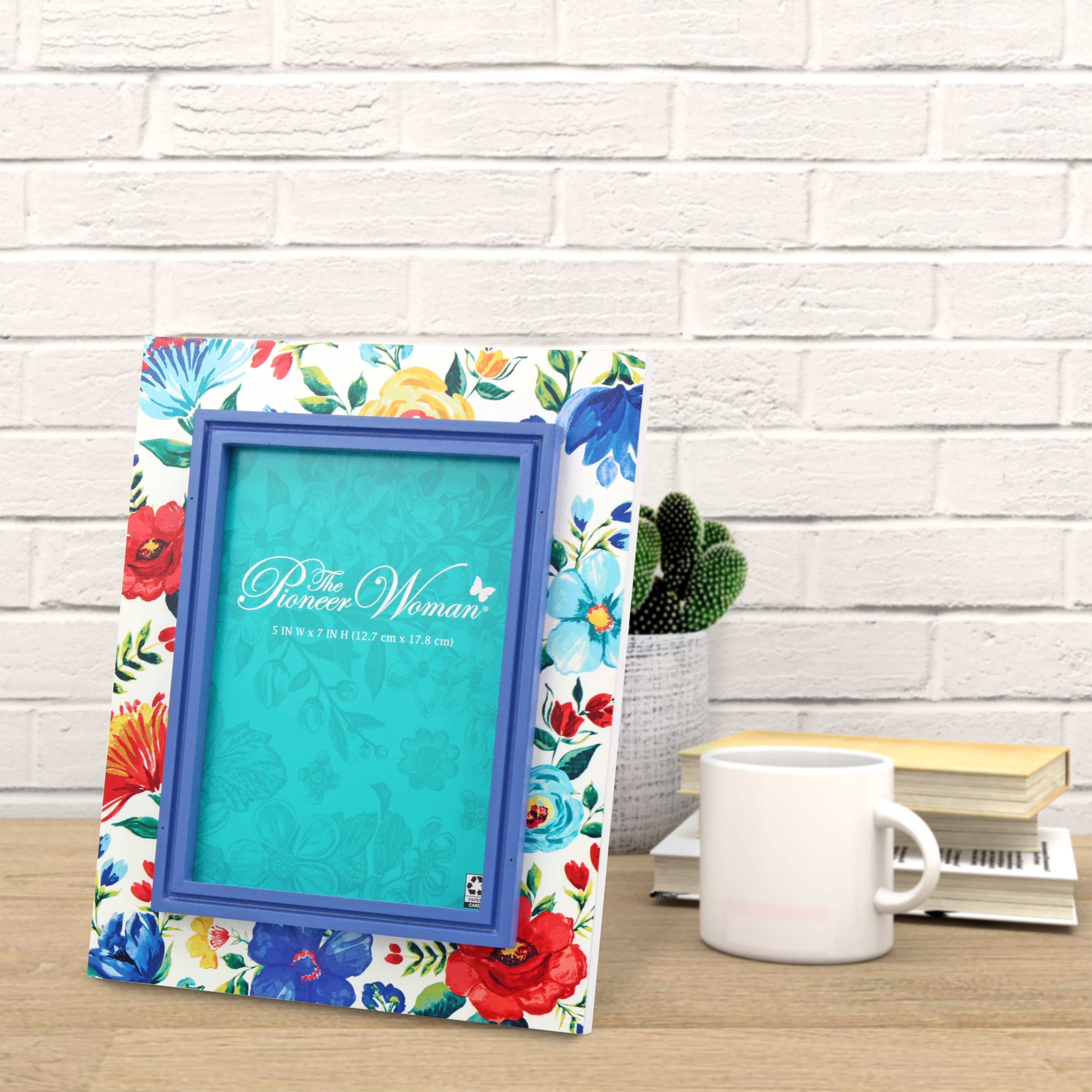 5x7 Blue Picture Frame Family Photo Gifts for Her Baby Women Vintage Stained Glass Home Decor Vertical Horizontal Easel Table Top Pic 418 Series