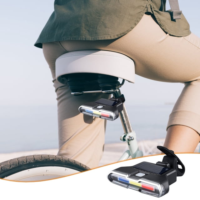 Qaailabf Bike Tail Light, Solar Powered, COB LED, Rechargeable, Type-C Charging, Automatic, For Night Riding, 1 Pack