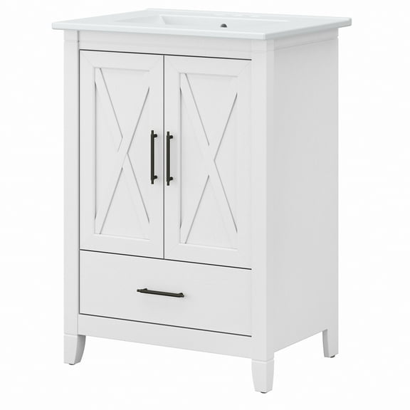 Bush Furniture Key West 24W Bathroom Vanity with Sink in White Ash