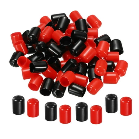 

50pcs Rubber End Caps Cover Assortment 14mm Vinyl Screw Thread Protectors for Screw Bolt Black Red