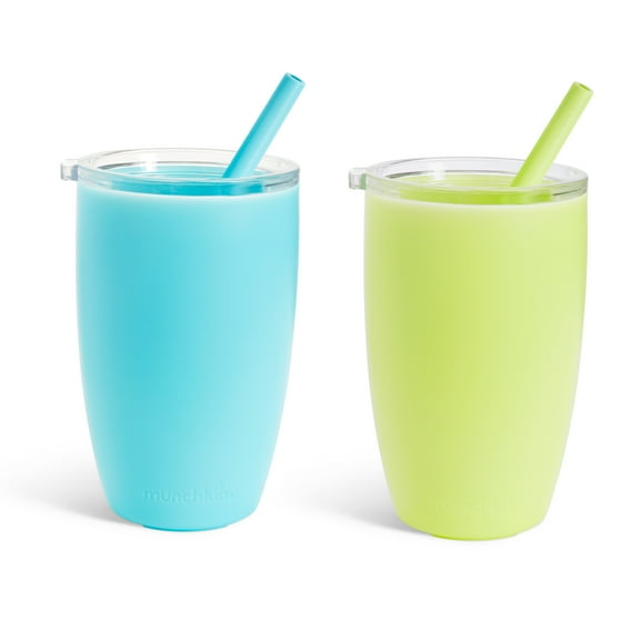 Munchkin® Simple Clean™ Toddler Straw Tumbler Sippy Cup, 10 oz, Blue/Green, 2 Pack, Unisex
