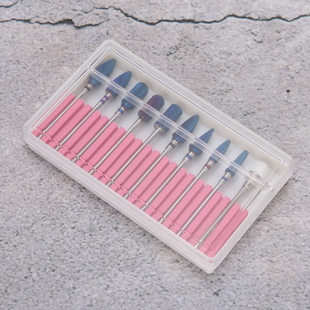 10Pcs Nail Grinding Head Nail Drill Bit Set Nail Polisher Accessory Manicure Tool Kit