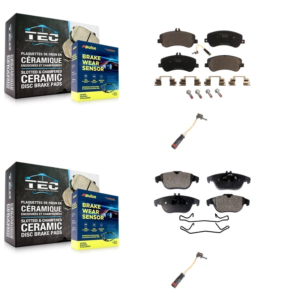 TEC Ensemble de Plaquettes de Frein à Disque en Céramique avant Arrière et de Capteurs d'Usure Supplémentaires pour Voiture Mercedes-Benz GLK350 GLK250 KTW-100396