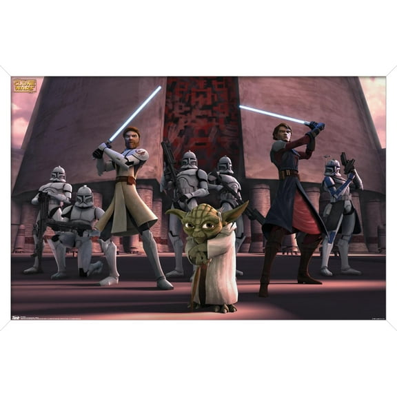 Star Wars: The Clone Wars - Group Wall Poster, 14.725" x 22.375" Framed