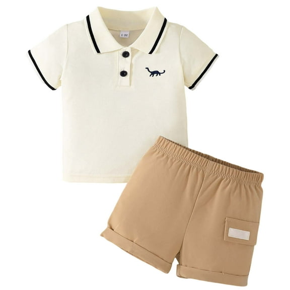 JIKNTTR Toddler Boys Short Sleeve Polo Shirt & Casual Shorts Set Kids Summer Clothes Suit Holiday Fashion Gentlemen Outfits Soft Toddler Outfits Set For 6-9 Months