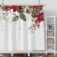 thumbnail image 2 of Red Flowers Shower Curtain Sage Green Leaves Red Fruits Vine Plants Shower Curtains for Bathroom Bathtubs Waterproof Fabric Shower Curtain with Hooks 72x72 Inches, 2 of 6