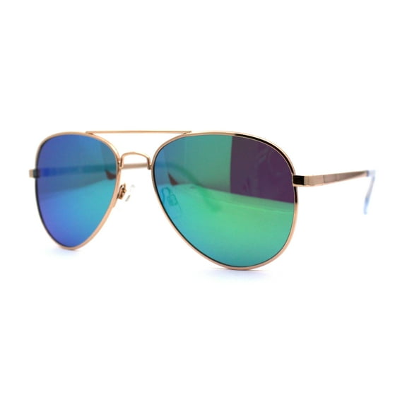 Color Mirror Anti-glare Polarized Classic Iconic Officer Metal Rim Sunglasses Gold Green Mirror