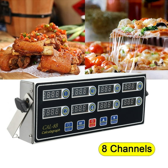 NICCOO 8 Channel Digital Kitchen Timer Cooking Reminder Commercial Loud Ring Alarm Stainless Steel Adjustable Volume