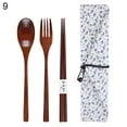 thumbnail image 2 of 3/4Pcs Reusable Portable Travel Wooden Spoon Chopsticks Fork Tableware Cutlery, 2 of 10