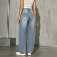 thumbnail image 5 of Atkumj Womens Ripped Jeans Fashion Baggy Button-Zip Fly Low Waisted Jeans Vintage Wash Long Length Jeans Wide Leg Women with Pockets S, 5 of 7