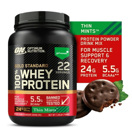 Optimum Nutrition, Gold Standard 100% Whey Protein Powder, Girl Scout Thin Mint Cookie 1.5lb Tub