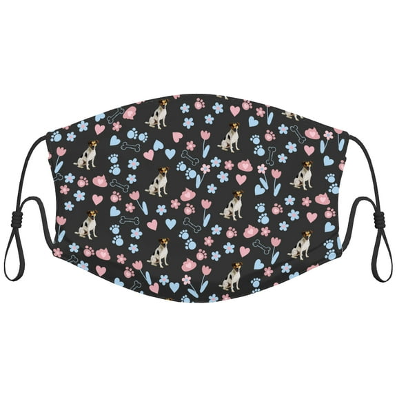 Cute Smooth Fox Terrier Dog Graphic Printed Cloth Face Masks Reusable Washable Adjustable for Adults (10 PCS)
