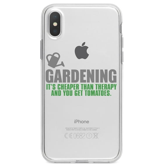 DistinctInk Clear Shockproof Hybrid Case for iPhone XS Max (6.5" Screen) - TPU Bumper Acrylic Back Tempered Glass Screen Protector - Gardening - Cheaper Than Therapy & You Get Tomatoes